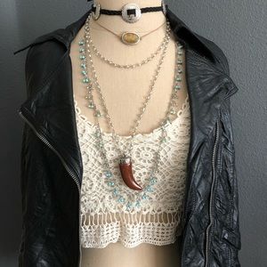 Kimchi Blue Cropped Cream Crochet Top XS EUC